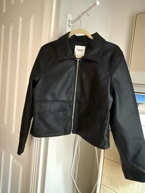 Abercrombie & Fitch Vegan Leather Utility Jacket, Black, Sz. Large